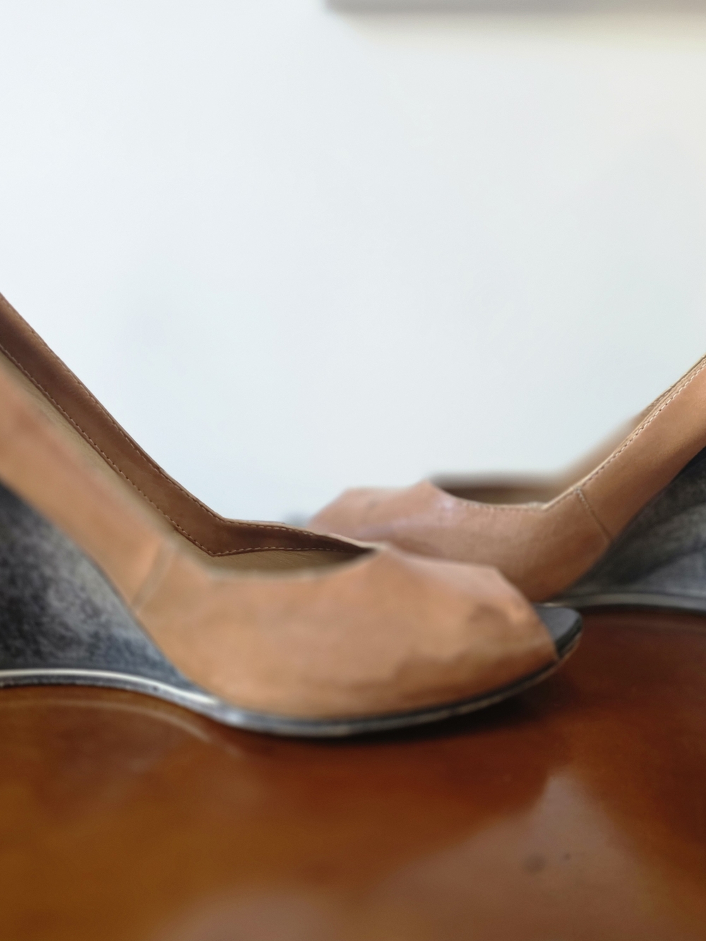 CNC Costume National Tan Leather Wedge Pumps
